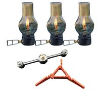 Zeroupshop Stainless Steel Round BBQ Grill Mesh Camping Cooking Grid Net for Outdoor Barbecue, Hiking Friendly Gas Lantern Compact Design(3*Gas lamp set)