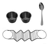 Zeroupshop Stainless Steel Taco Holder Stand, with Dipping Sauce Cups, Creative Pancake Rack, for Tacos Burritos Spring Rolls, Stable Base Kitchen Serving Gadget, Gold(E)
