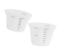 Zeroupshop Translucent Silicone Mixing Cups 2-Pack Clear Scale(250ml+500ml) | silicone, heat resistant -40 to 230 C, flexible non-breakable, safe for microwave and oven