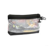 Zeroupshop Transparent PVC Tool Bag Waterproof Anti-static Organizer Pouch with Compartments for Hardware Electronics Art Supplies Portable Storage Case Black 11.8x6.7 Inch