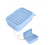 Zeroupshop Travel Soap Case Compact for Gym Camping Outdoor(Light Blue (Bagged) Covered Soap Dish)