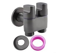 Zeroupshop Wall Mounted Angle Valve for Toilet Basin(Gray) | Dual independent outlets, G1/2 standard thread, alloy construction, silver finish, bathroom use