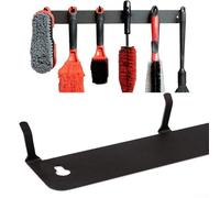 Zeroupshop Wall-Mounted Stainless Steel Brush Holder with 6 Hooks for Organizing Car Detailing Brushes and Accessories, Rust-Resistant Space-Saving Rack