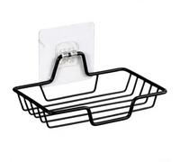 Zeroupshop Wall-Mounted Stainless Steel Soap Dish Bathroom Organiser with Efficient Water Drainage Mesh Frame No Drilling Required(Black 1)