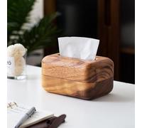 Zeroupshop Walnut Tissue Box Wooden Rectangular Paper Towel Holder with Magnetic Lid and Natural Wood Finish for Living Room Bedroom Bathroom(A)