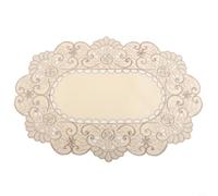 Zeroupshop White Satin Tablecloth with Embroidered Lace, Floral Pattern for Spring Home for Decor, Wedding Reception, Stain Resistant Fabric in Square and Oval Shapes
