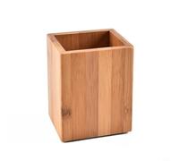 Zeroupshop Wooden Kitchen Utensil Holder, Large Cutlery Storage Caddy for Spatulas, Whisks, Countertop Organizer with Natural Finish, Yellow 9.5x8.5x12cm