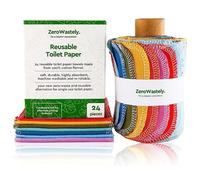 ZeroWastely 24 Reusable Toilet Paper Washable Roll - Bidet Towels Washable Toilet Paper - Cut Back & Waste Less with our Colored Super Soft, Absorbent & Re-Rollable Cloth Wipes - Rainbow Edition