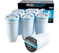 ZeroWater Replacement Water Filter Cartridges, 5 Stage Filtration System Reduces Fluoride, Chlorine, Lead and Chromium, 6 x Filter