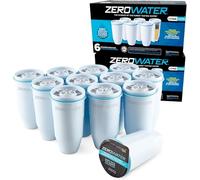 ZeroWater Replacement Water Filter Cartridges, 5 Stage Filtration System Reduces Fluoride, Chlorine, Lead and Chromium, 12 x Filter