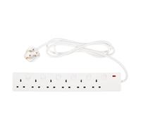 Zerox World 6 Way Surge Protected Extension Lead with Individual Switches and Indicator Lights, 2 Meters Extension Cable, 13Amp 6Gang Power Strip Lead (6 Way 2 Metre Switch)