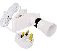 Zerox World Clip Desk Lamp Holder UK Plug Light Bulb Socket Base with Switch, Scratch Free & Cable Fixed Portable On The Table Pin Ideal for Lighting at Home, Shop, White, 1.8 Metre