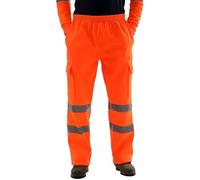 Zerox World Men’s Hi Vis Jogging Bottoms Combat Trousers High Visibility Safety Pants with Reflective Tape Cargo Pockets & Elastic Waist Workwear (UK, Alpha, XXL, Plus, Regular, Orange Fluorescent)