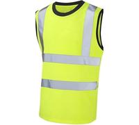 Zerox World Men's Sleeveless Hi Vis Travel Safety Vest Reflective Tape Workwear Tank Top for Construction Night Visibility Outdoor Jobs UK Sizes S-2XL (Yellow, 2XL)