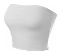 Zerox World Strapless Bandeau Bra, Seamless Bralettes Stretchy Non Padded Bandeau Tube Top Bra for Women (UK, Numeric, 8, 10, Regular, Regular, White)