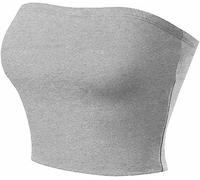 Zerox World Women Ladies Boob Crop Striped Seamless Tube Top Available in Sizes SM to ML Grey