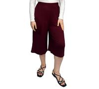 Zerox World Womens Ladies Plain 3/4 Length Short Palazzo Trousers Casual Wide Leg Culottes Pants Plus Sizes UK 8-26 Wine