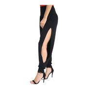 Zerox World Womens Long Side Slit Loose Harem Yoga Pants Heavy Viscous Plain Trousers Joggers Active Workout Stretchy, High-Rise Elastic Waistband (UK, Numeric, 12, 14, Regular, Regular, Black)