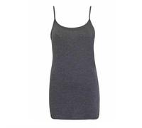 Zerox World Womens Plain Sleeveless Round Scoop Neckline Stretch Slim Straps Strappy Straight Fitted Camisole T-Shirt Vest Top UK Size 8-26 (UK, Numeric, 16, 18, Plus, Regular, Charcoal)