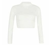 Zerox World Womens Polo Turtle Neck Long Sleeve Cropped T Shirt - Ladies Plain Basic Crop Top for Casual Wear, Stretchy Slim Fit, Soft Comfortable Fabric Cream