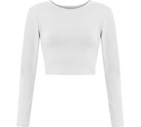 Zerox World Womens Round Neck Long Sleeve Crop TOP T Shirt Tops Ladies Crop TOP Size 8-17 White