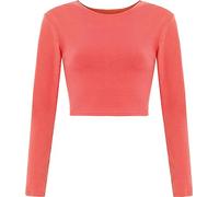 Zerox World Womens Round Neck Long Sleeve Crop TOP T Shirt Tops Ladies Crop TOP Size 8-35 Coral