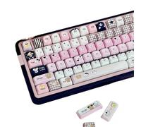 ZERRIOY Black & Pink Cute Kitty Themed PBT Keycaps 145 Keys - Five-Sided Dye-Sublimation FOA Profile Custom keycap Set for Outemu Gateron Cherry MX Swithes Mechanical Keyboards