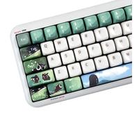 ZERRIOY Cute PBT/PC Keycaps 140keys - Black Cat Theme Green and White Keycap - MOA Profile Dye Sublimation Custom Keycap Set for Cherry Gateron MX Switches Mechanical Keyboard