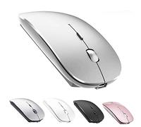 ZERU Bluetooth Mouse,Rechargeable Wireless Mouse for MacBook Pro/MacBook Air/Laptop/PC/Mac/iPad pro/Computer,Bluetooth 5.2 + 3.0 +2.4G USB Receiver (Silver)