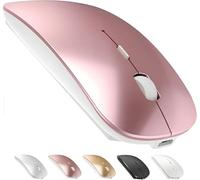 ZERU Bluetooth Mouse,Rechargeable Wireless Mouse for MacBook Pro/MacBook Air/Laptop/PC/Mac/iPad pro/Computer,Bluetooth 5.2 + 3.0 +2.4G USB Receiver (Rose Gold)