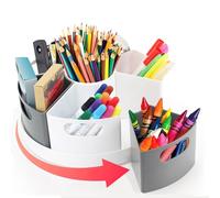 ZERUIDM Rotating Desk Stationary Organiser for Kids, 7 Slots Art Supply Organiser Caddy, Spin Pencil/Pen Holder for Home School Classroom Multicolored