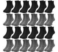 ZERULETS 24 Pairs Boys Girls Socks Kids Crew School Sports Socks Ages 1-13 | 24 pairs bulk pack of solid black white grey crew socks, stretchy breathable comfy, for boys girls school, running sports