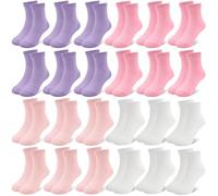 ZERULETS 24 Pairs Girls Kids Socks Toddler Crew Colorful School Sports 1-2 Years