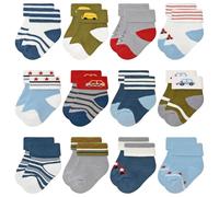 ZERULETS Baby Boys Girls Socks Newborn Thick Terry Warm Socks 12 Pairs Toddler Winter Cute Ankle Crew Socks for 6-12 Months(Car)