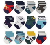ZERULETS Baby Boys Girls Socks Newborn Thick Terry Warm Socks 12 Pairs Toddler Winter Cute Cotton Ankle Crew Socks for 6-12 Months(Rocket)
