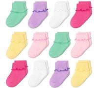 ZERULETS Baby Girls Ruffle Socks Toddler Girls Cotton Socks Frilly Lovely Ankle School Socks 12 Pairs Kid Girls Colorful Socks for 4-6 Years(6 colors)