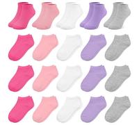 ZERULETS Girls Ankle Trainer Socks Kids - 20 Pairs Toddler Colourful and Elastic Low Cut for 7-10 Years in Summer