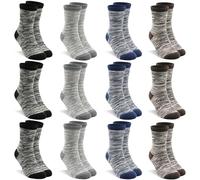 ZERULETS Kids Boys Girls Socks Boy Striped Cotton 12 Pairs Toddler Girls School Sports Crew Sock for 3-5 Years(4 colors)