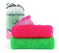 Zerwhil 2 Pieces African Net Sponge, Authentic Real African Exfoliating Net Bath Sponge Wash Cloth Loofah Exfoliating, Body Back Scrubber for Shower, Nylon Exfoliating Washcloth Towel for All Skin