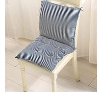 Zerxi Thick Printed Chair Cushion Soft Square Seat Pad Back Cushion Breathable One-piece Style Seat Cushion with Ties for Office Dining Classroom Garden Outdoor (Blue Stripe (Plus, 45 x 90 cm))
