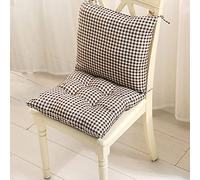 Zerxi Thick Printed Chair Cushion Soft Square Seat Pad Back Cushion Breathable One-piece Style Seat Cushion with Ties for Office Dining Classroom Garden Outdoor (Brown Lattice), 40 x 80 cm