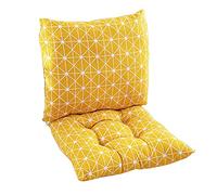 Zerxi Thick Printed Chair Cushion Square Seat Pad Back Breathable One-piece Style Mat with Fixable Rope Strings for Office Dining Classroom Garden Outdoor (Yellow Geometry (Plus, 45 x 90 cm))