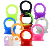ZeSen Jewelry 12 Pairs of Thin Flexible Silicone Ear Plugs Double Flare Ear Expander Piercing, Rubber, Stone-Free, Rubber, without stone