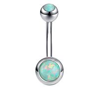 ZeSen Jewelry 14G 316L Surgical Steel Navel Rings with, Opal Belly Piercing Curved Body Piercing Jewelry Barbells for Women, Stainless Steel
