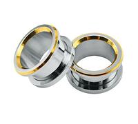 ZeSen Jewelry 316L Stainless Steel Gold Bevel Edge Flesh Ear Tunnel Plug Ear Gauges Expanders Body Jewelry (Gauge=1/2"(12mm))