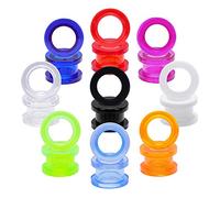 ZeSen Jewelry 9 Pairs Clear UV Acrylic Screw Doble Flared Ear Plugs Tunnels Expander Ear Gauges Piercing (Gauge=9/16"(14mm))