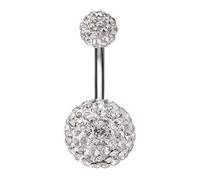 ZeSen Jewelry Pretty Belly Button Ring with Gradual Color Crystal Ferido Ball Navel Ring for Women/Girl (White)