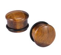 ZeSen Jewelry Tiger Eye Natural Stone Brown Ear Plugs Single Flare Ear Gauges Expander with O-Ring Body Piercing (Gauge=7/16"(11mm))