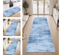 ZESEWU Carpet Runner Hallway Indoor Entryway Rug Non-Slip Area Rugs Washable Durable Blue Abstract Carpets Kitchenrug 80X100CM Corridor Runner Rugs for Living Room Bedroom Home Office Floor Mats