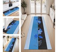 ZESEWU Carpet Runner Hallway Indoor Entryway Rug Non-Slip Area Rugs Washable Durable Blue Black Modern Carpets Kitchenrug 80X100CM Corridor Runner Rugs Living Room Bedroom Home Office Floor Mats